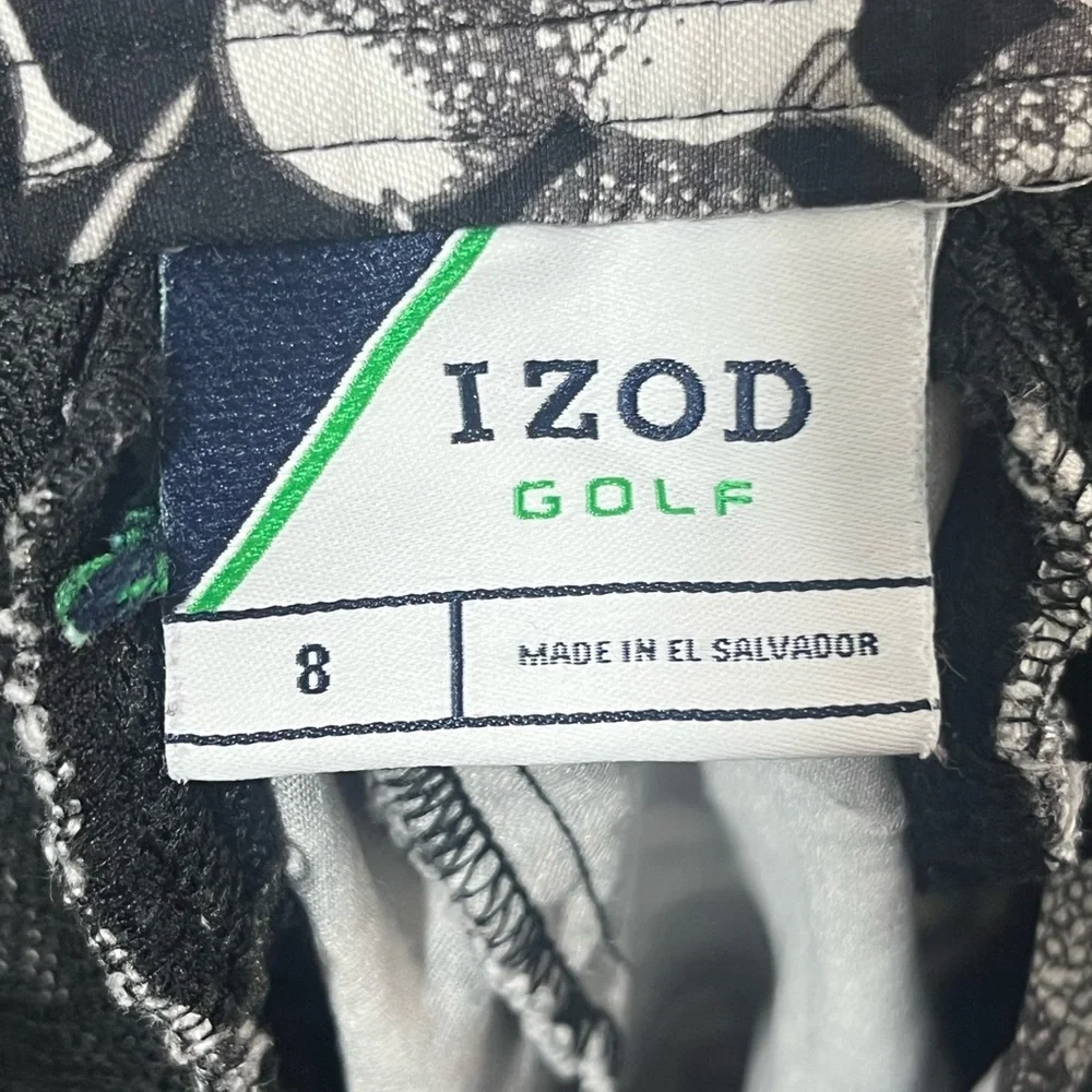 IZOD Women’s Golf Ball Print Bermuda Shorts Size 8 Black White Golf Casual